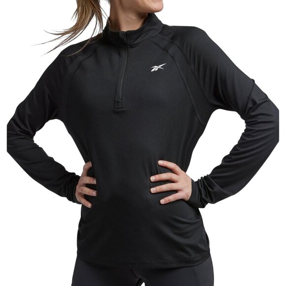 NWT Reebok Women's Identity Performance 1/4 Pullover Top 100202714 Black L - Picture 2 of 5